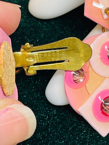 Pink Dangle Clip On Earrings